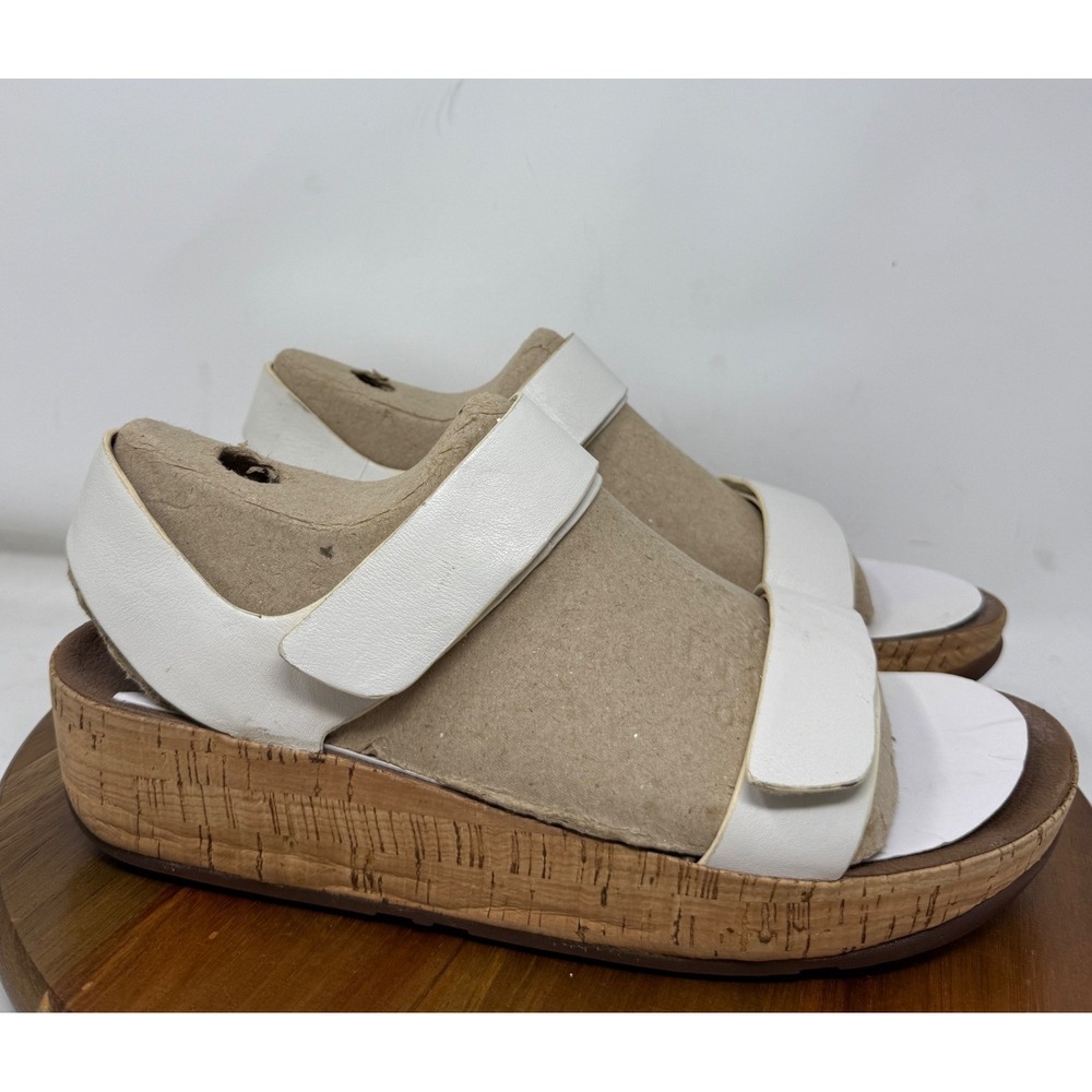 FitFlop Eloise White Leather Cork Wedge Sandals 363-194 Womens US 11 EU 43